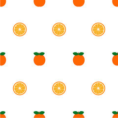 seamless pattern with whole and slice oranges