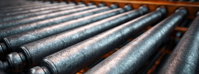 Close-Up View of Industrial Rollers with Unique Texture for Use in Background Design and Creative Projects