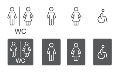 Toilet icon logo design. Girls and boys wc sign and symbol.