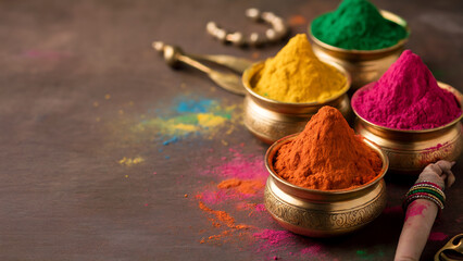 Vibrant Holi Festival Background with Colorful Gulal Powders