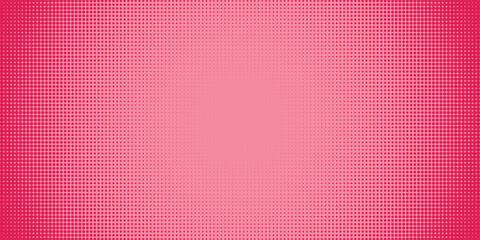 Obraz premium Pink to orange gradient halftone background with bold polka dots, pop art comic style texture, vibrant cartoon graphic design, horizontal abstract pattern for digital cover