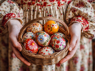 Exquisite Floral Patterned Easter Eggs Display
