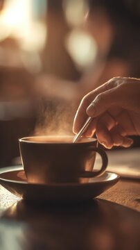 Stirring coffee