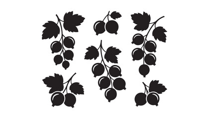 black color Currants fruits set of silhouette vector illustration, solid white background © silhouette