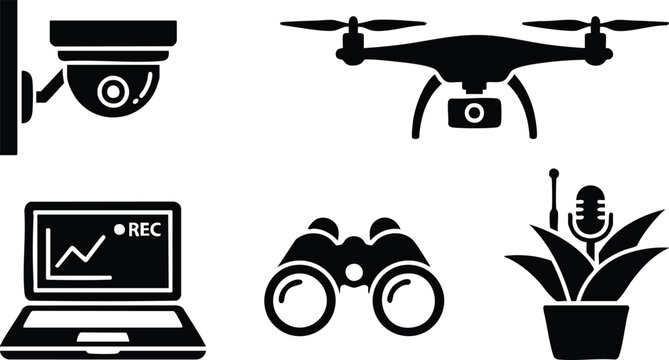 Collection of various technology and gadget icons.