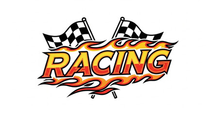 Racing Logo with Checkered Flags. © Sabir