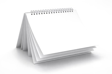 Blank Spiral Desk Calendar or Notepad Mockup on White Background