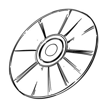 compact disc dvd vector line art hand drawn illustration