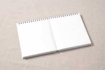 Blank Open Spiral Notebook on Textured Beige Background