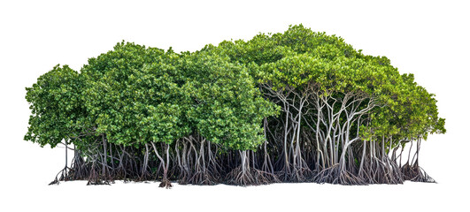 Fototapeta premium PNG Group of different trees vegetation mangrove forest.