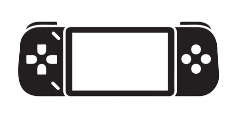 Portable video game console icon, gaming handheld with buttons, screen, and d-pad © Jrdesign0