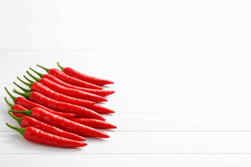 Fresh Red Chili Peppers on White Background