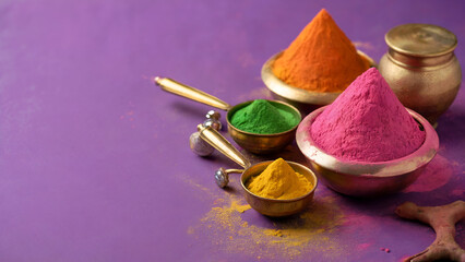 Vibrant Holi Festival Background with Colorful Gulal Powders