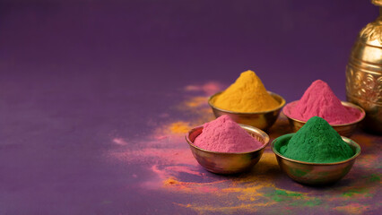 Vibrant Holi Festival Background with Colorful Gulal Powders