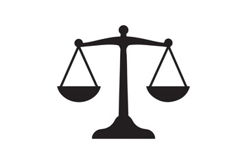 Justice Scales Icon Black Silhouette &ndash; Law Legal Balance Symbol Graphic