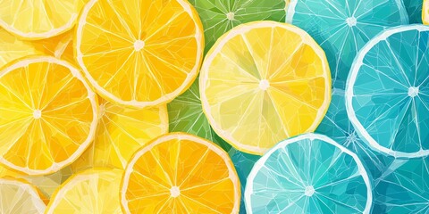 Colorful Abstract Pattern of Citrus Fruit Slices and Backgrounds