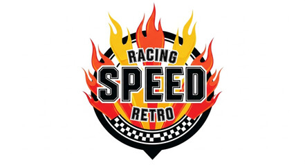 Naklejka premium Retro Racing Speed Flames Logo Design.