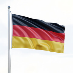The German flag waves gently in the wind on a cloudy day