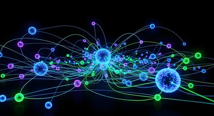 Obraz premium A vibrant digital illustration of glowing particles and connections in space