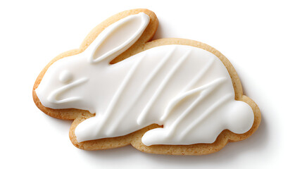 Cute Easter bunny cream cookie, minimal shadow, white background