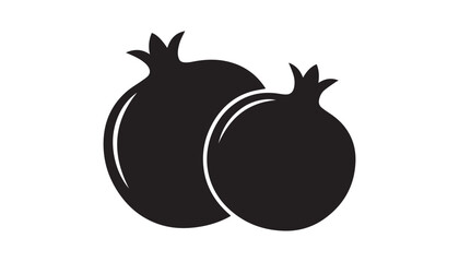 black color pomegranate fruits set of silhouette vector illustration, solid white background