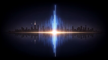 Obraz premium Abstract background of futuristic 3d lines forming gradient blue light rays and stripes on black. Vibrant light trails and dynamic lines. Future technology concept, virtual data flow.