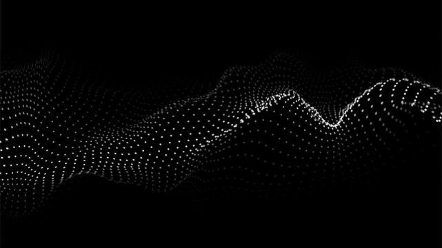Dynamic black wave of particles. Abstract futuristic background. Abstract and technology dots wave background. Dot pattern with halftone effect.
futuristic black background with glowing white dots.