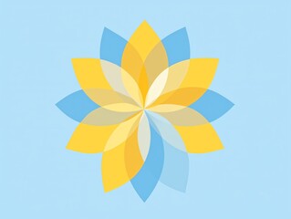 Fototapeta premium Vibrant Geometric Flower Design with Blue and Yellow Elements