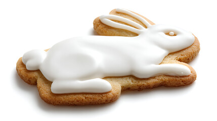 Chocolate bunny cream cookie, studio shot, white background