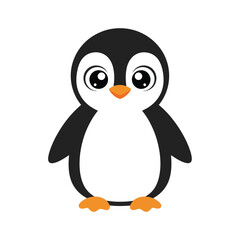 Obraz premium Adorable cartoon penguin character with big eyes and orange beak.