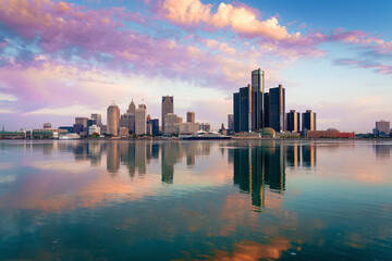 Detroit, Michigan, USA Skyline on the  Detroit River