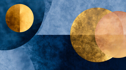 紺色基調の和風な幾何学模様の背景	