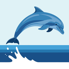 Fototapeta premium Dolphin jumping out of the ocean waves.