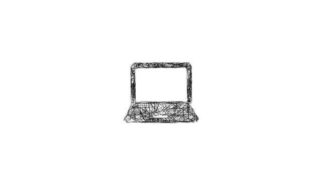 Sketch laptop icon animation - smooth progressive reveal