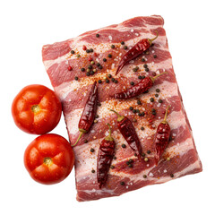 Raw pork ribs seasoned with chili and spices