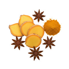 Ginger turmeric and star anise spices