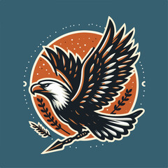 Vector illustration of an eagle flapping its wings