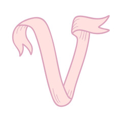 PNG Pink ribbon forming letter V