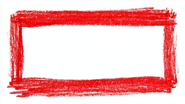 red crayon border childlike hand drawn frame isolated