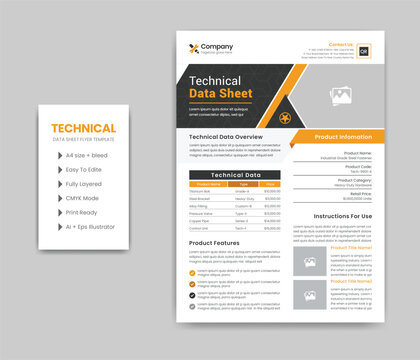 Technical Data Sheet Flyer Template Design
