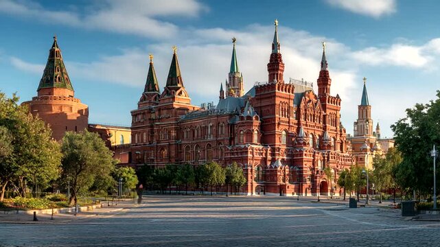 Historic Kremlin Building Exterior with Towers.