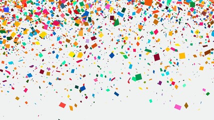 Fototapeta na wymiar Colorful Confetti Falling on White Background for Celebration Events