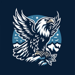 Fototapeta premium Vector illustration of a mighty eagle flapping its wings