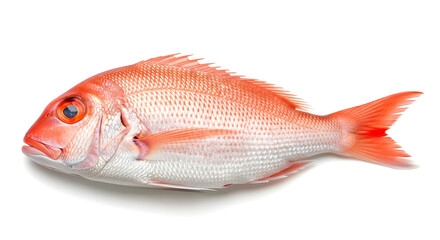 Fresh Whole Red Snapper Fish Isolated on White Background - Raw Seafood Ingredient for Healthy Cooking & Culinary Delights