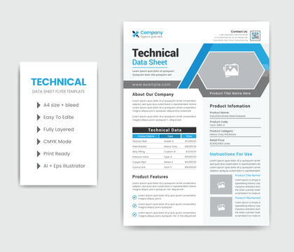 Technical Data Sheet Flyer Template Design