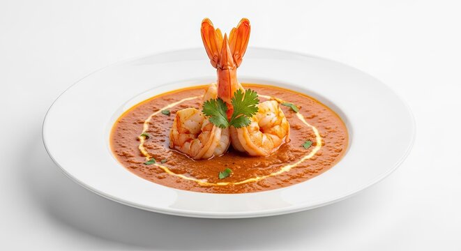 Gourmet Prawn Curry with Creamy Sauce and Fresh Cilantro Garnish