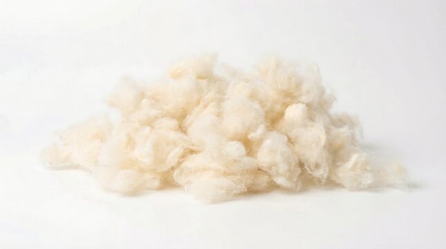 Organic white kapok tree fiber isolated on white background