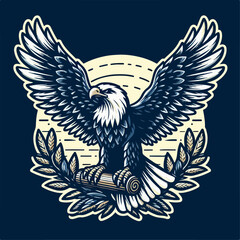 Vector illustration of an eagle flapping its wings
