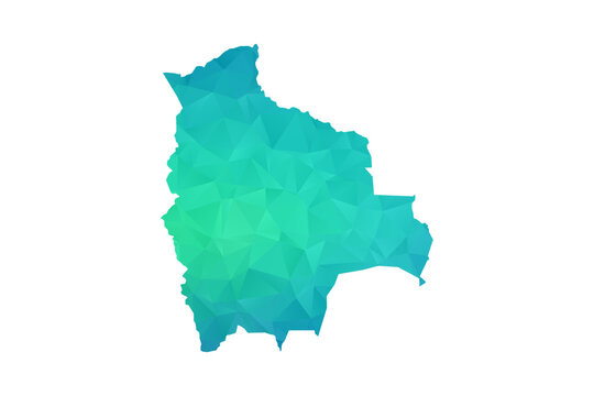 Bolivia Map - Polygon Style Vector Illustration in Green and Blue Gradient, Low Poly Geometric Design, Isolated on White Background, Perfect for Infographics and Learning Use.