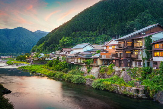 Gujo Hachiman, Japan Over the Yoshida River.